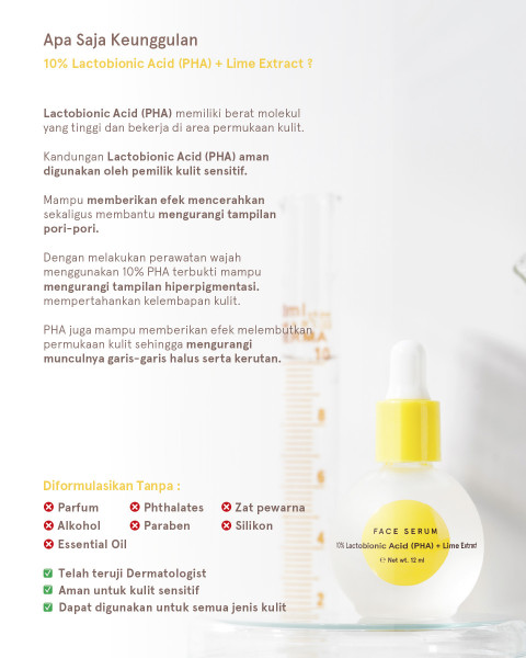Dear Me Beauty Single Activator Face Serum - 10% Lactobionic Acid (PHA) + Lime Extract (12ml)
