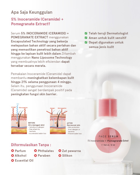 Dear Me Beauty Single Activator Face Serum- 5% Inoceramide (Ceramide) + Pomegranate Extract (12 ml)