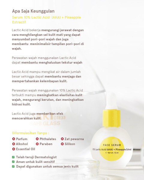 Dear Me Beauty Single Activator Face Serum - 10% Lactic Acid (AHA) + Pineapple Extract (12ml)