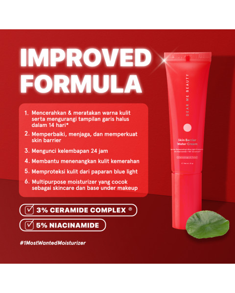 Dear Me Beauty Moisturizer - Skin Barrier Water Cream (Ceramide) - Improved Formula