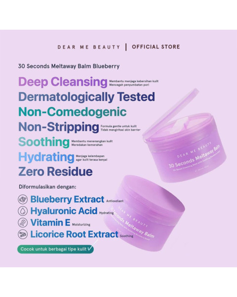 Dear Me Beauty Cleansing Balm - Meltaway Balm Blueberry (Hyaluronic Acid)