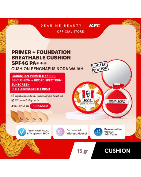 Dear Me Beauty X KFC Primer + Foundation Breathable Cushion SPF46 PA+++ - N02 (Nude Beige)