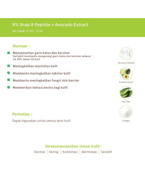 8% Snap 8 Peptide + Avocado Extract Face Serum 12ml